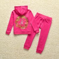 Juicy Couture Floral Crowned JC Velour Tracksuits 8302 2pcs Baby Suits Rose