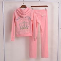 Juicy Couture Crown VIVA LA GLAM Velour Tracksuits 2210 2pcs Women Suits Pink