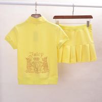 Juicy Couture Juicy Emblem Velour Tracksuits 3220 2pcs Women Suits Yellow
