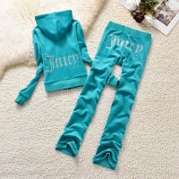 Juicy Couture Big Bling Velour Tracksuits 666 2pcs Women Suits Green