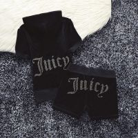 Juicy Couture Big Bling Velour Tracksuits 670 2pcs Women Suits Black
