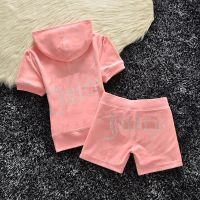 Juicy Couture Big Bling Velour Tracksuits 670 2pcs Women Suits Pink
