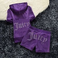 Juicy Couture Big Bling Velour Tracksuits 670 2pcs Women Suits Purple