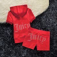 Juicy Couture Big Bling Velour Tracksuits 670 2pcs Women Suits Red