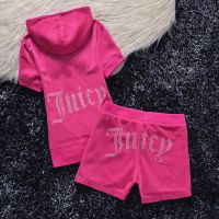 Juicy Couture Big Bling Velour Tracksuits 670 2pcs Women Suits Rose