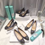 Manolo Blahnik Hangisi Pumps Satin With Gunmetal Crystal Buckle Grey