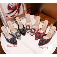 Manolo Blahnik Maysale Mules Lace With Kitten Heel